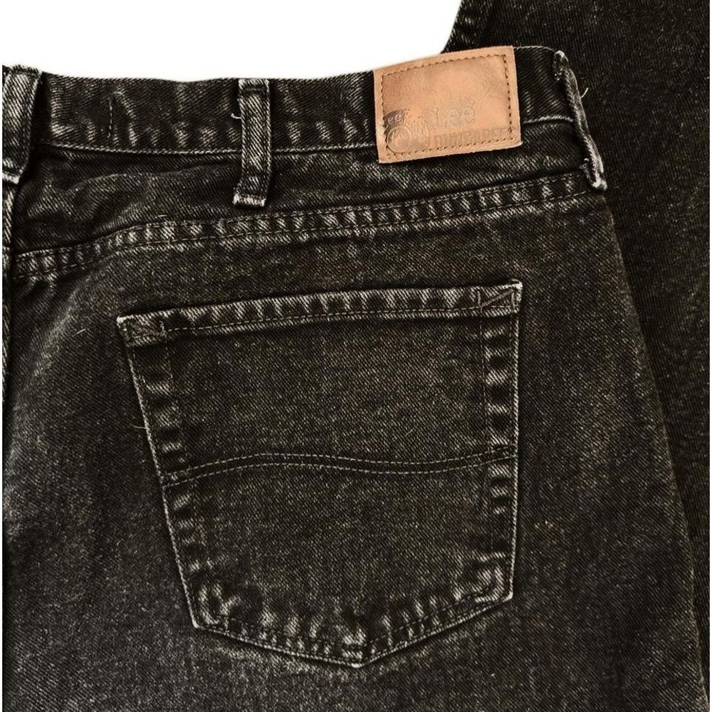 Lee Dungarees Vintage Slim Straight Leg Jeans Distressed Faded Black Denim 42x30 - Picture 7 of 8